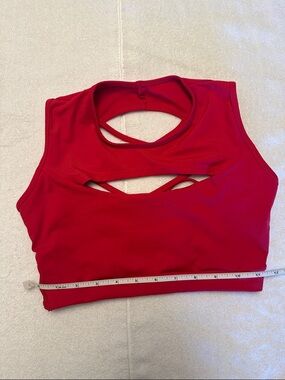 Red Cutout Strappy Sports Bra with cutout cross cross back